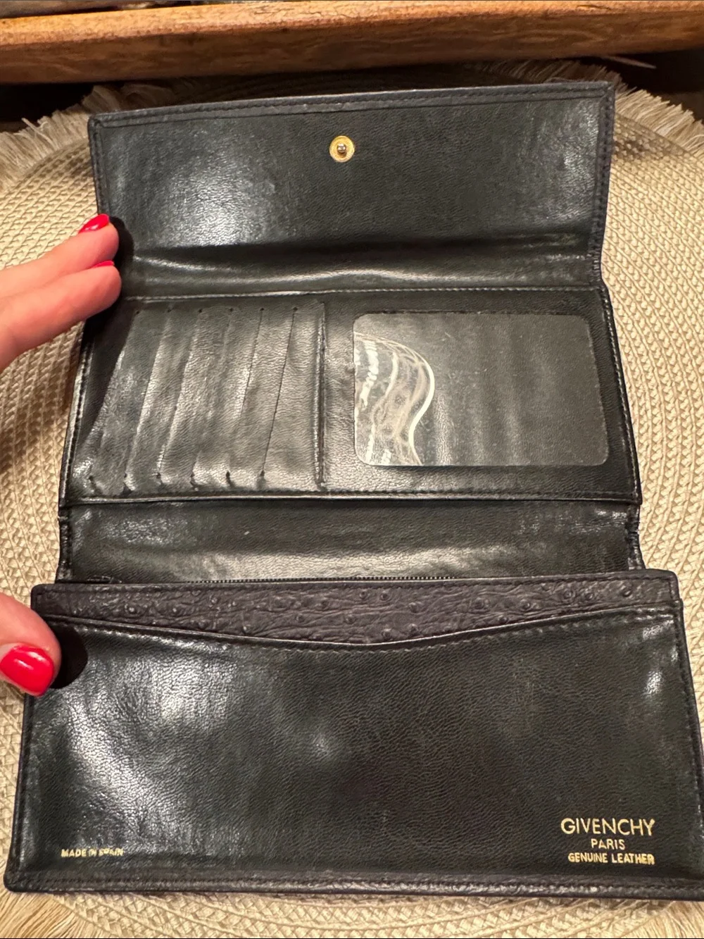 Givenchy Black Textured Leather Clutch with Gold Emblem